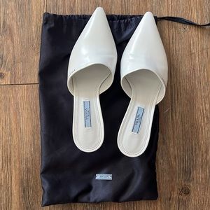 White Prada Leather Mule 55 mm Size 36